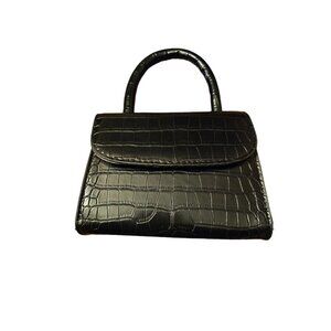 Embossed Faux Leather Top Handle Mini Bag